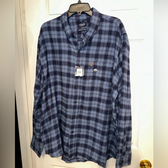 NWT Chaps Ralph Lauren 2XL Navy Brushed Flannel Plaid Men's Flannel Shirt Button - Picture 1 of 5